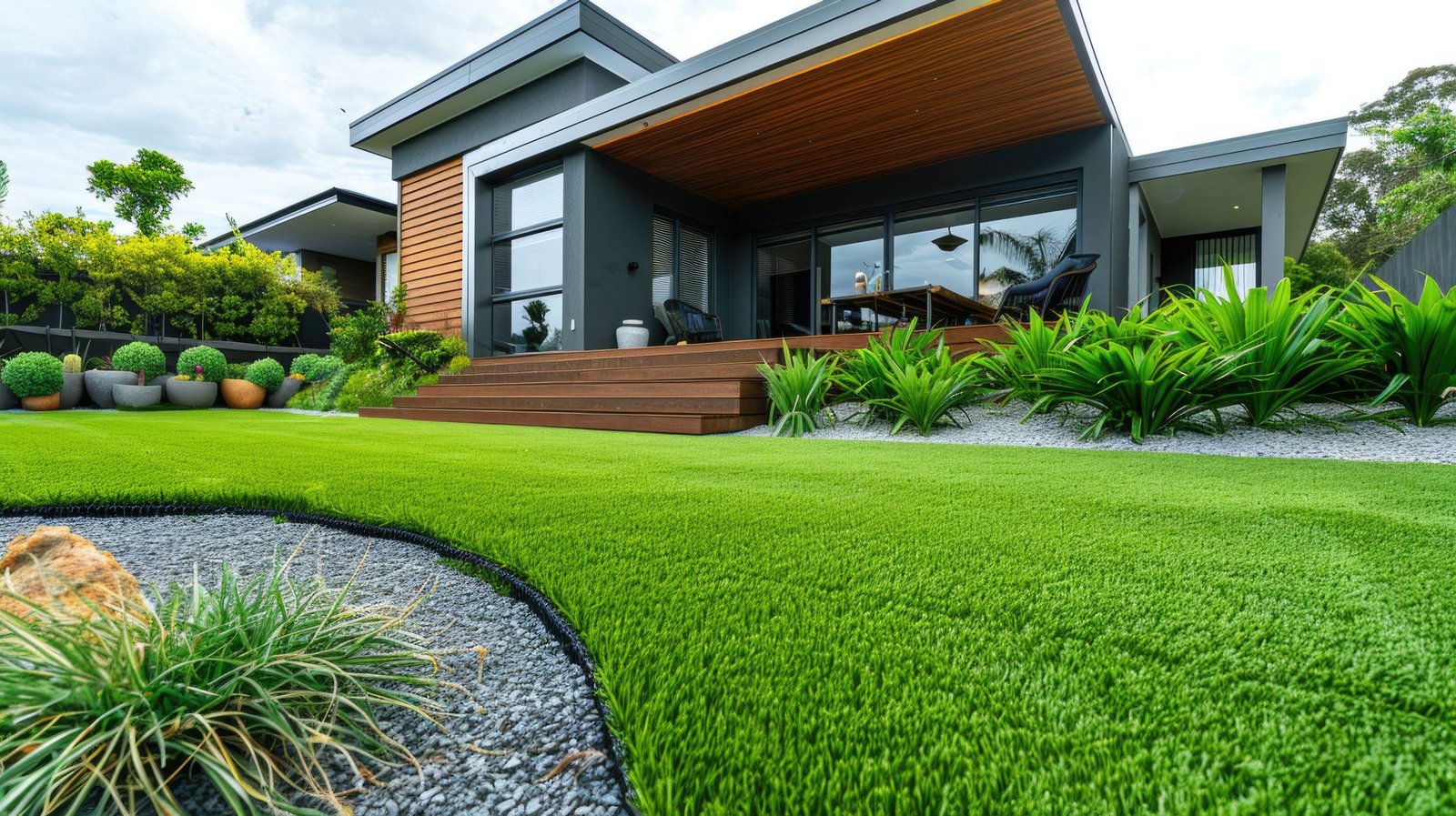 Contemporary Artificial Grass Front Yard